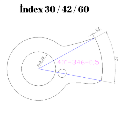 40-346  40 DERECE İNDEX30/42/60 YAN KAMLARI 0,5 mm