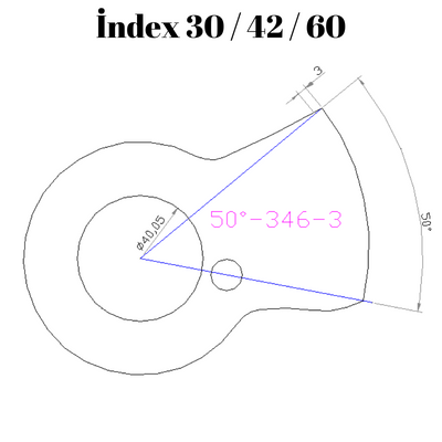 50-346  50 DERECE İNDEX 30/42/60 YAN KAMLARI 3 mm