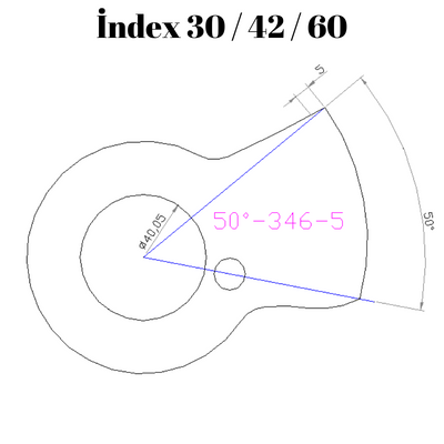 50-346  50 DERECE İNDEX 30/42/60 YAN KAMLARI 5 mm
