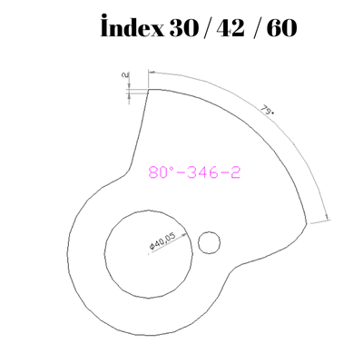 80-346  80 DERECE İNDEX30/42/60 YAN KAMLARI 2 mm
