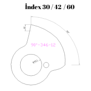 90-346  90 DERECE İNDEX30/42/60 YAN KAMLARI 12 mm