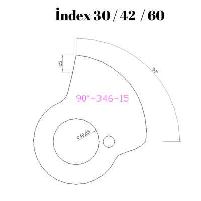 90-346  90 DERECE İNDEX30/42/60 YAN KAMLARI 15 mm