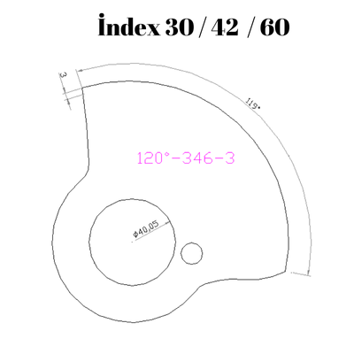 120-346  120 DERECE İNDEX30/42/60 YAN KAMLARI 3 mm