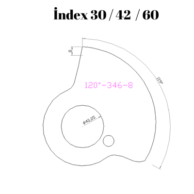 120-346  120 DERECE İNDEX30/42/60 YAN KAMLARI 8 mm