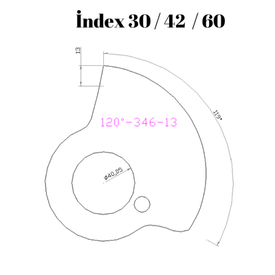 120-346  120 DERECE İNDEX30/42/60 YAN KAMLARI 13 mm