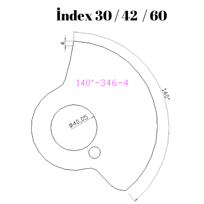 140-346  140 DERECE İNDEX30/42/60 YAN KAMLARI 4 mm
