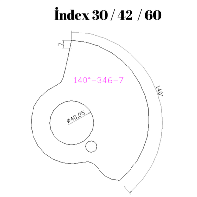 140-346  140 DERECE İNDEX30/42/60 YAN KAMLARI 7 mm
