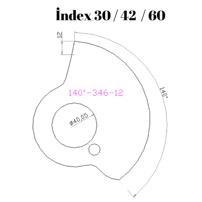 140-346  140 DERECE İNDEX30/42/60 YAN KAMLARI 12 mm
