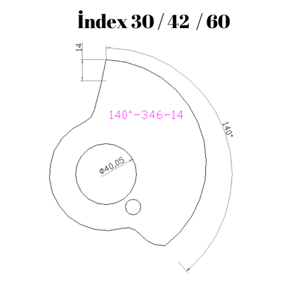 140-346  140 DERECE İNDEX30/42/60 YAN KAMLARI 14 mm