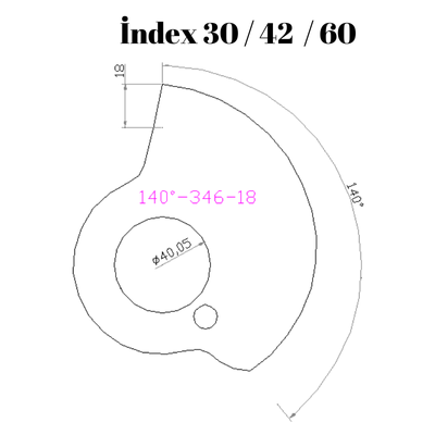 140-346  140 DERECE İNDEX30/42/60 YAN KAMLARI 18  mm
