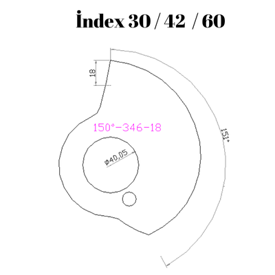 150-346  150 DERECE İNDEX30/42/60 YAN KAMLARI 18  mm