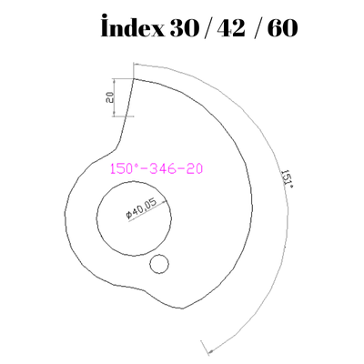 150-346  150 DERECE İNDEX30/42/60 YAN KAMLARI 20 mm