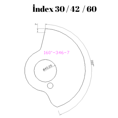 160-346  160 DERECE İNDEX30/42/60 YAN KAMLARI 7 mm