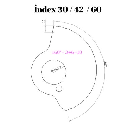 160-346  160 DERECE İNDEX30/42/60 YAN KAMLARI 10 mm