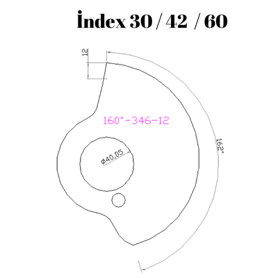 160-346  160 DERECE İNDEX30/42/60 YAN KAMLARI 12 mm