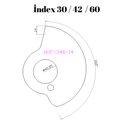 160-346  160 DERECE İNDEX30/42/60 YAN KAMLARI 14 mm