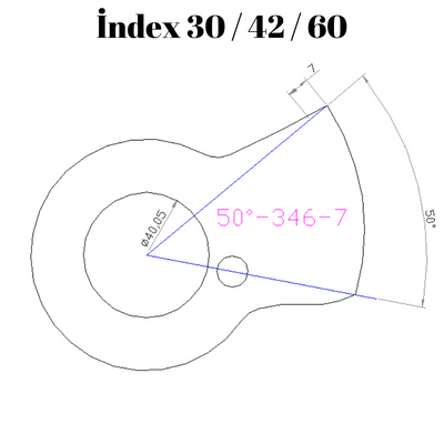 50-346  50 DERECE İNDEX 30/42/60 YAN KAMLARI 7 mm