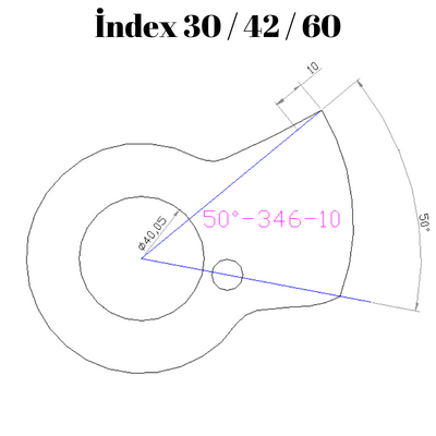 50-346  50 DERECE İNDEX 30/42/60 YAN KAMLARI 10 mm
