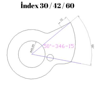 50-346  50 DERECE İNDEX 30/42/60 YAN KAMLARI 15 mm