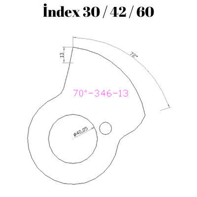 70-346  70 DERECE İNDEX30/42/60 YAN KAMLARI 13 mm