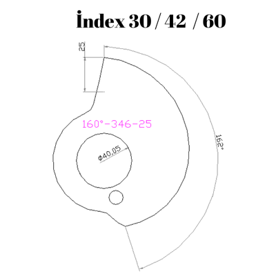 160-346  160 DERECE İNDEX30/42/60 YAN KAMLARI 25 mm