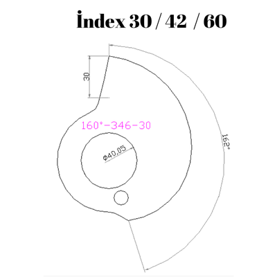 160-346  160 DERECE İNDEX30/42/60 YAN KAMLARI 30 mm
