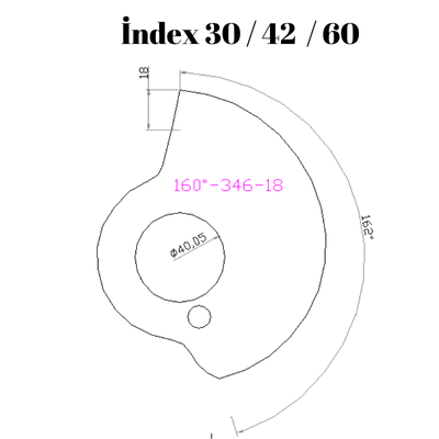 160-346  160 DERECE İNDEX30/42/60 YAN KAMLARI 18  mm