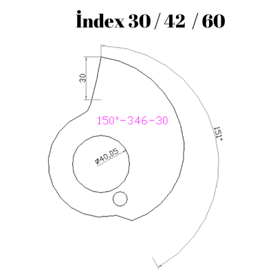 150-346  150 DERECE İNDEX30/42/60 YAN KAMLARI 30 mm