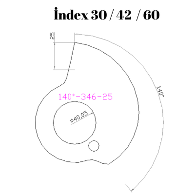 140-346  140 DERECE İNDEX30/42/60 YAN KAMLARI 25 mm