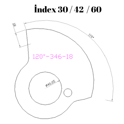 120-346  120 DERECE İNDEX30/42/60 YAN KAMLARI 18 mm